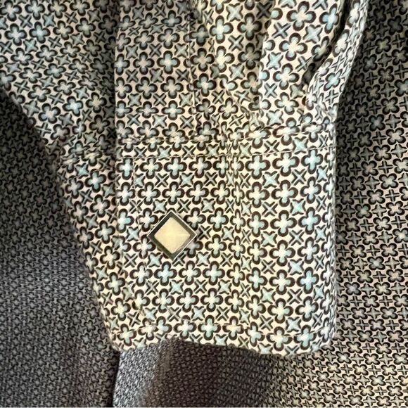 Panhandle Shirt Men’s Diamond Pearl Snap Button Blue Long Sleeve Size Large - Picture 5 of 6